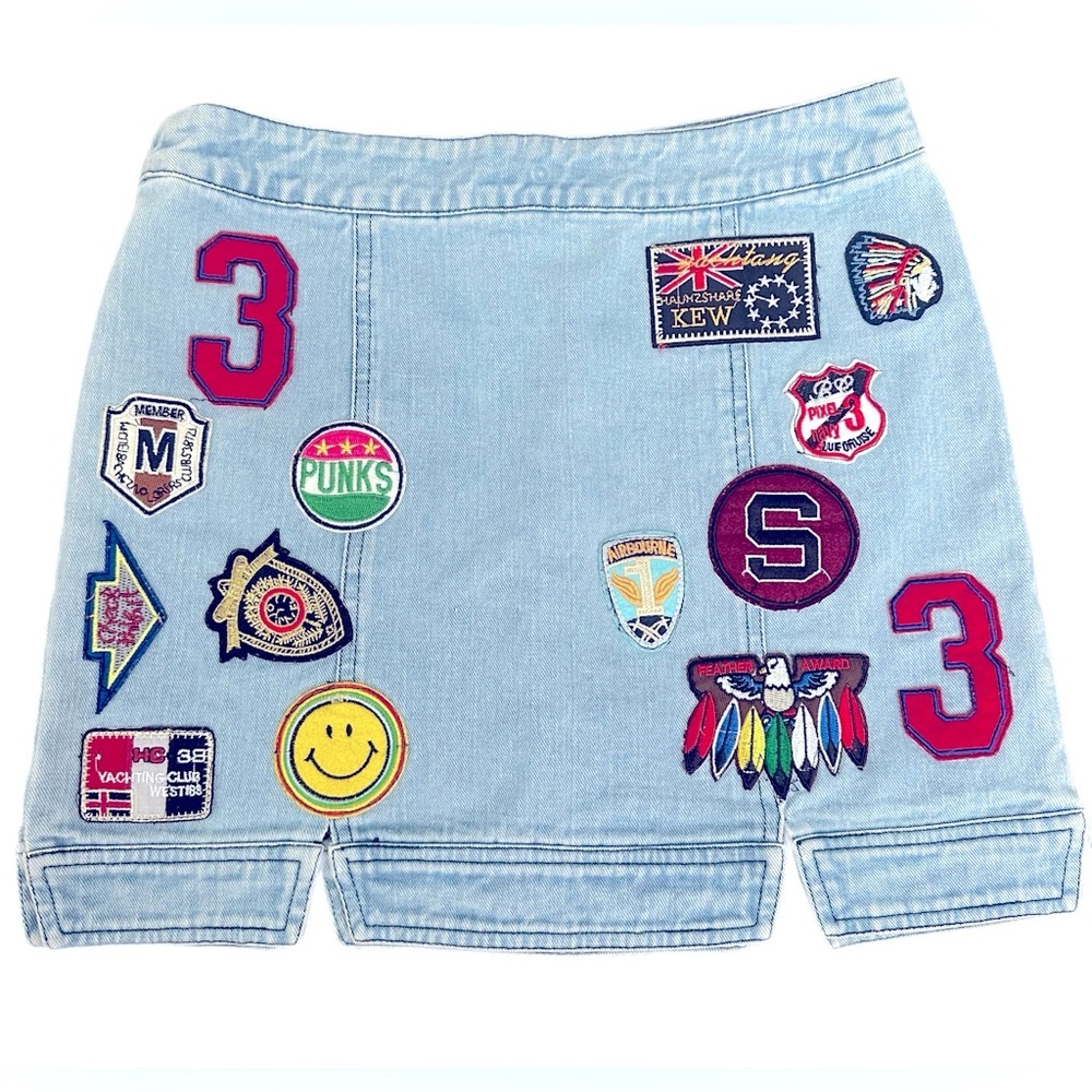 Endless Rose Patchwork Denim Mini Skirt. Size Small.
